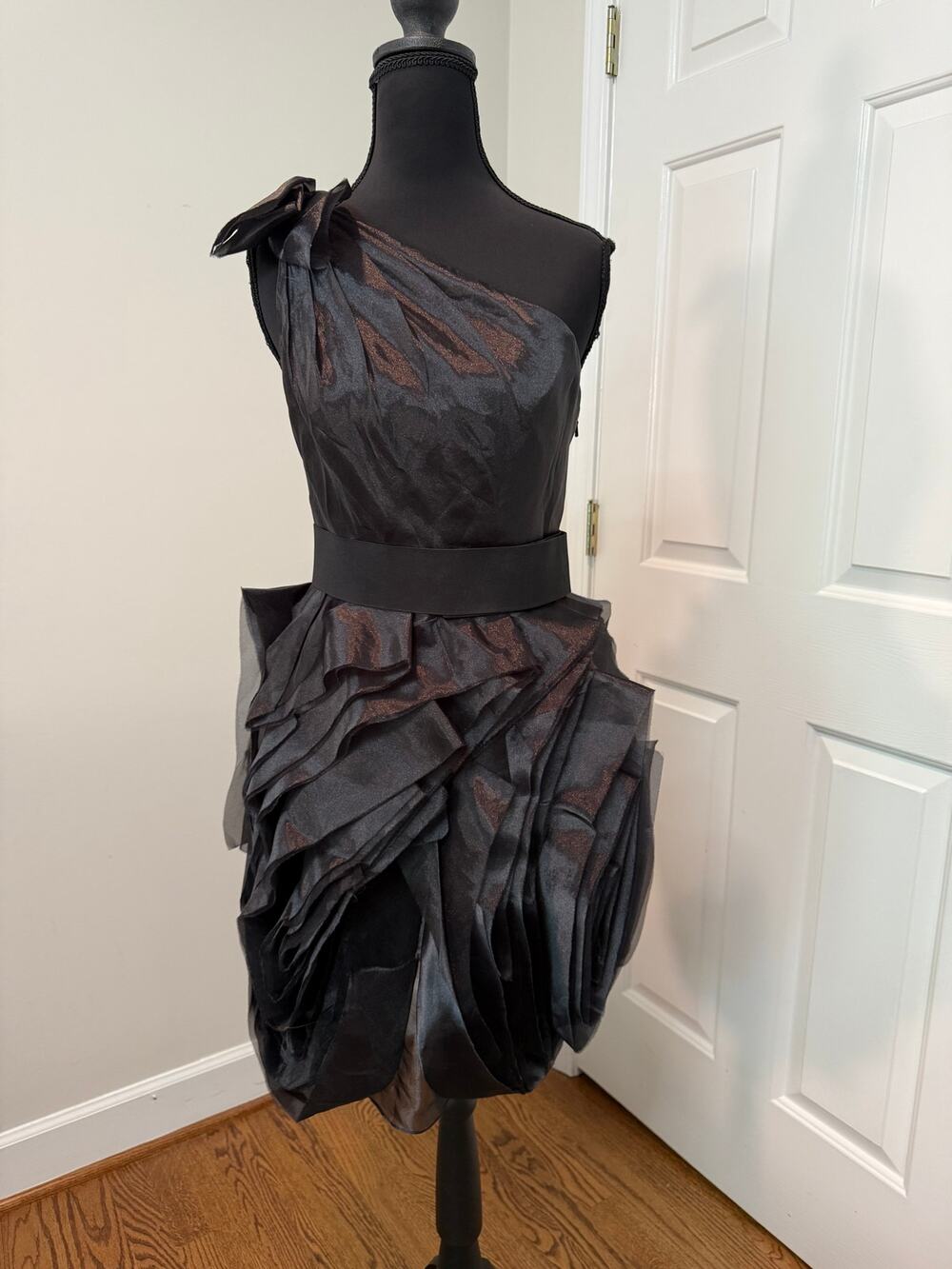 White by Vera Wang Black One Shoulder Cocktail Dress